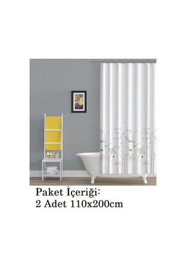 Tropik Home-daisy Papatya-çift Kanatlı Banyo Duş Perdesi 110x200 Yeşil