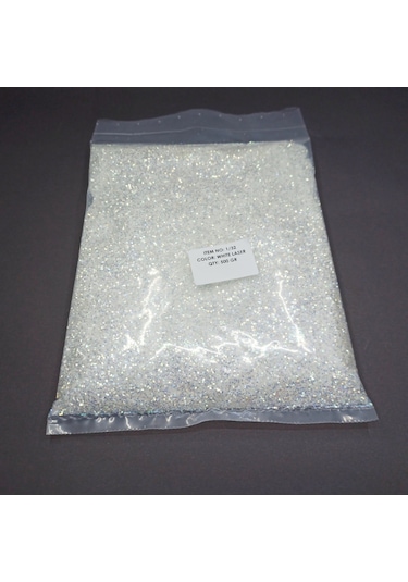SİM SEDEFLİ BEYAZ RENK LAZER İRİ TANELİ  GLİTTER JANJANLI TOZ SİM 500 GR