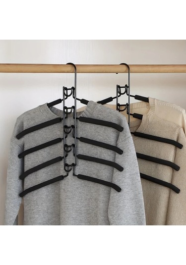 Honeybeeshop Siyah B 12li Ağır Hizmet Köpük Dolgulu Yer Tasarruflu Katlanabilir Gardırop Askısı Siyah-b