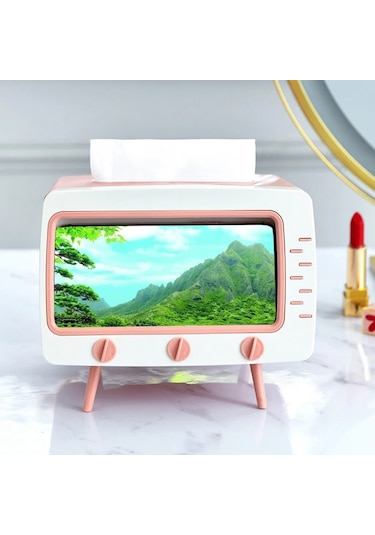 Kırmızı-yaratıcı 2 In 1 Tv Doku Kutusu Masaüstü Kağıt Tutucu Dağıtıcı Depolama Peçete Kılıfı Organizatör Cep Telefonu Tutucu İle