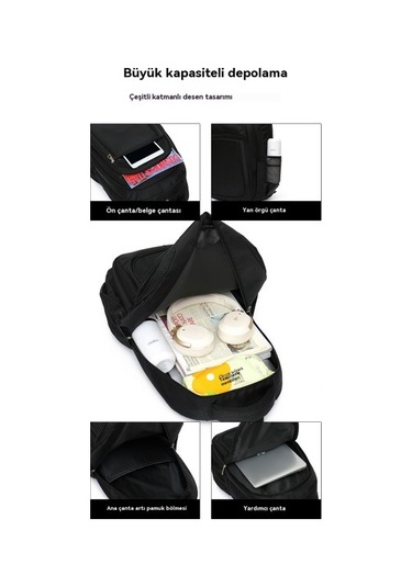 Sırt Çantası Erkek Büyük Kapasiteli Bilgisayar Çantası Üniversite Öğrencisi Sırt Çantası Kırmızı - Gri