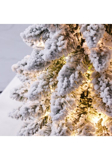 Springsun Kar Masalı Led Aydınlatmalı Mini Noel Ağacı - Ahşap Tabanlı, Masa Dekoru 45/60/75 Cm Beyaz