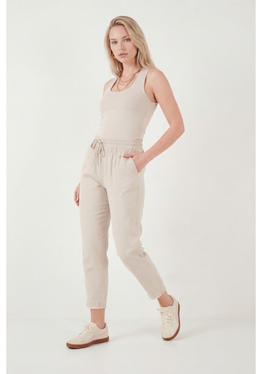 Lela Pamuklu Normal Bel Regular Fit Düz Paça Bayan Pantolon 668Yp42282S4 Koyu Taş