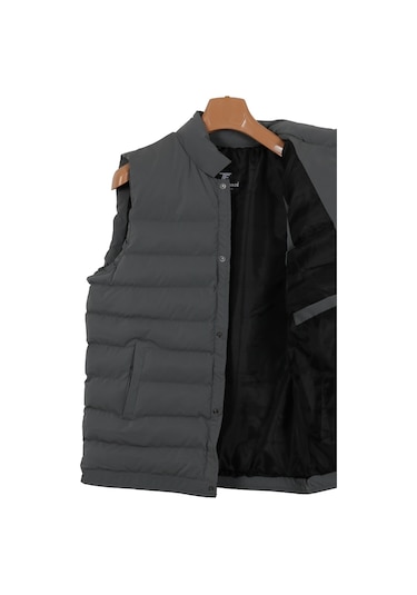 Erkek Dar Kesim Karbon Deri Gri Şişme Yelek Rar01235 001