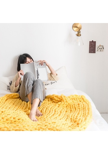 Sones Moda El Yapımı Polyester Battaniye, Boyut: 80x100cm Gri