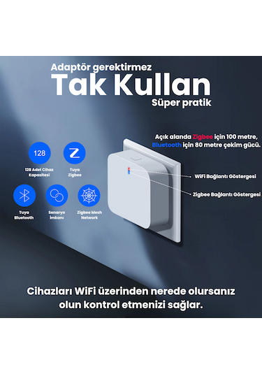 Tuya Uyumlu Zigbee + Bluetooth Hub Gateway - Köprü - Bridge