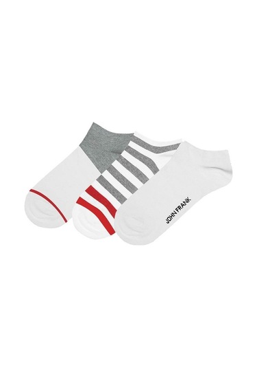 John Frank Üçlü Kısa Çorap Multıcolor (488750254)-Std Beyaz