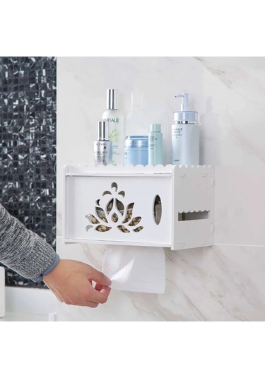 Doku Kutusu-içi Boş Ahşap Plastik Su Geçirmez Doku Kutusu Banyo Wc Punch Ücretsiz Kağıt Havlu Tutucu Kutusu Duvar Tuvalet Kağıdı Asılı Tepsi Rafı