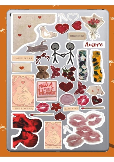 Vintage Retro Love Sticker Seti Laptop Ajanda Pc Tablet Telefon Defter Etiket Bullet Journal Diğer