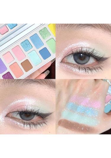 Dıkalu 16 Renk Göz Farı Paleti Profesyonel Kadın Makyaj Uzun Ömürlü İnci Parlak 08 01