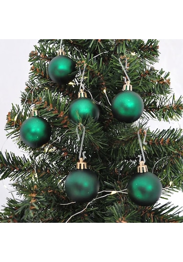 Ağaç Süsleme Topları 6'lı Set Mat Yeşil 4 Cm 3+