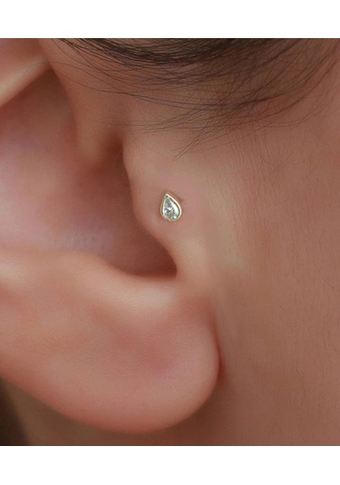 14 Ayar Altın Damla Taştragus Piercing Sarı Altın