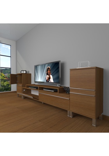 Decoraktiv Ekoflex On2 Mdf Krom Ayaklı Tv Ünitesi Tv Sehpası Ceviz