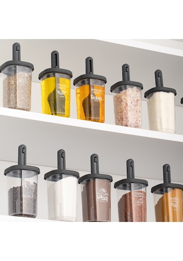 Porsima 1102 Kaşıklı 14'lü Baharatlık Seti Yağdanlıklı Antrasit