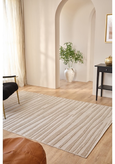 Kaşmir Halı Iskandinav Frode Beige 100X300 CM Salon Mutfak Halısı Yolluk Kilim