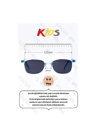 Focus On KS007-C8-P-FÜME Mavi Polarize Çocuk Güneş Gözlüğü