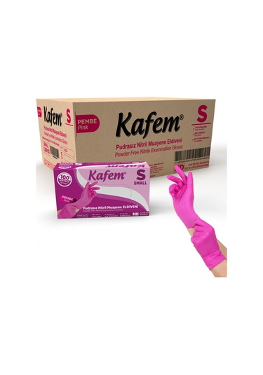 Kafem Pembe Nitril Eldiven Pudrasız S 100 Lü X 20 Paket Koli