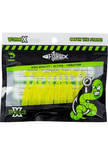 Silikon Kurt Yem - 1,5g 45mm - Fishack - 10 Adet - Uv Silikon - Fluo Green - Karides Kokulu