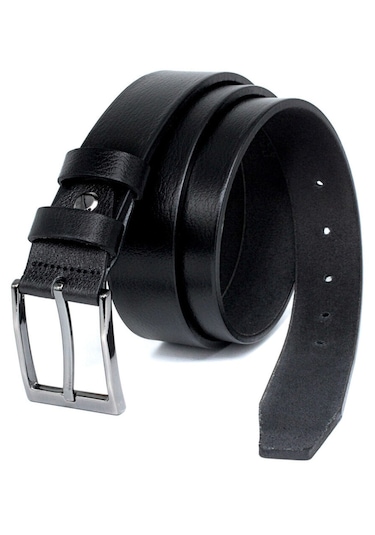 Klasik Erkek Kemeri %100 Derisi 3,5 Cm Tek Kat Siyah