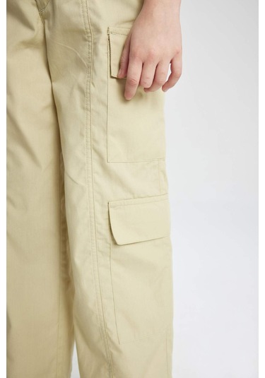 Defacto Kız Çocuk Wide Leg Kargo Geniş Paça Pamuklu Pantolon C1644A824SPBG433 Bej
