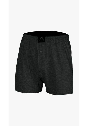 Erkek %100 Pamuk Penye Boxer 6'lı Paket 12030 Koyu Gri