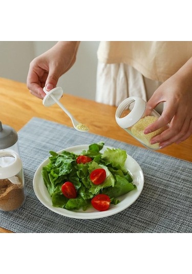 Novahub Gri Kapaklı Baharat Kavanoz Seti, Plastik Ot Çeşni Teneke Tuz Saklama Kabı, Mühür Kutusu, Biber Denizleri, Kullanışlı Kaşık, Sağlıklı Malzeme, Pp+pc, Pratik Tasarım Gri