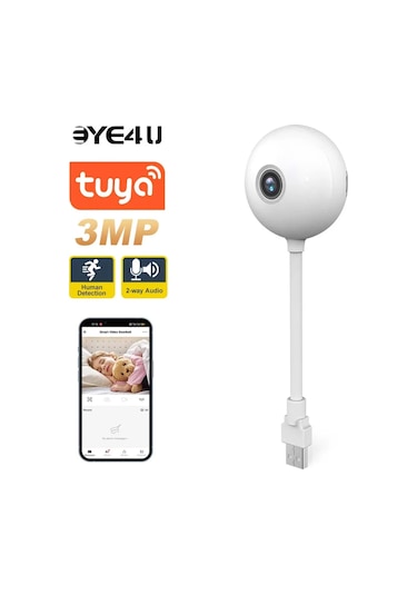 Tuya Mini Kamera 3mp Kapalı Wıfı Kablosuz Bebek Monitörü Usb