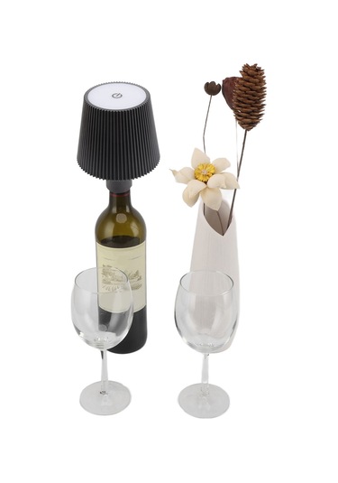 Shineyee Led Şarjlı Şişe Lambası, 3 Renk Aydınlatma, Ip54 Su Geçirmez, 2000mah Pil, Dış Mekan & İç Mekan Kullanıma Uygun, Touch Kontrol, Modern Tasarım Siyah