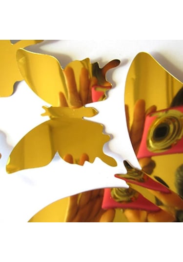 30 Adet/set Modern 3d Ayna Akrilik Kelebek Ev Dekorasyonu Kendin Yap Sanat Duvar Çıkartmaları Gümüş