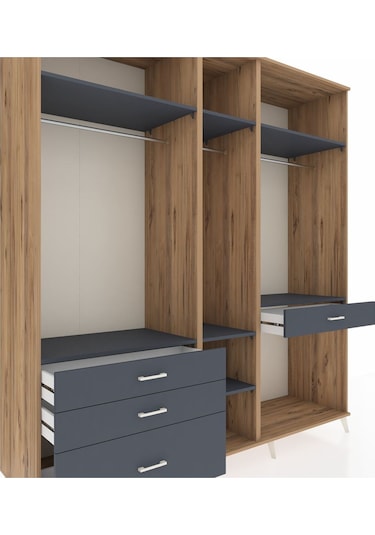 Kronos Dolap 7 Raflı 4 Çekmeceli 3 Askılı 220x59x243 Çam-antrasit/antrasit Antrasıt/antrasıt Kronos Dolap 7 Raflı 4 Çekmeceli 3 Askılı 220x59x243 Çam-antrasit/antrasit Antrasıt/antrasıt