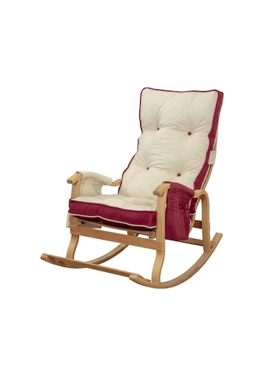 Evoke Lüx Ahşap Çift Minderli Çift Cepli Sallanan Sandalye Fuşya-krem Fuşya - Krem