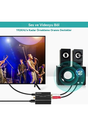 Dac Audio 192khz, Alüminyum Dac Dijitalden Analoga Ses Dönüştürücü, Dijital Spdif Toslink Stereo L/r Rca Jakı 3.5mm Optik/koaksiyel Kablo İle Hd Tv Blu-ray Ps3 Ps4 Xbox