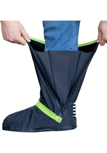 Willowhaven Dayanıklı Kalın Yüksek Topuklu Siyah Su Geçirmez Kar Geçirmez Outdoor Bisiklet Koruyucu Ayakkabı Kılıfı Altın