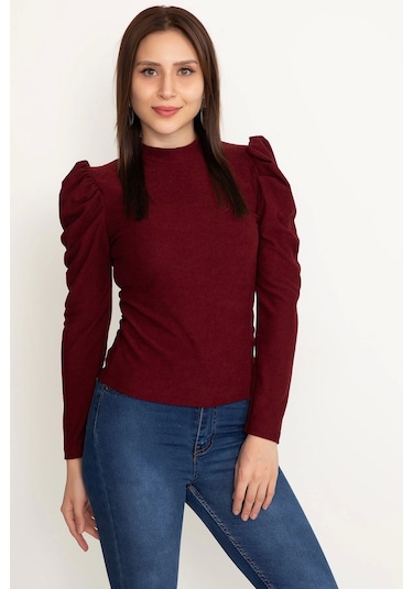 Prenses Kol Bluz Bordo W3125 Bordo
