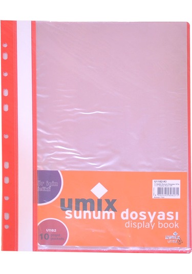 Umix Delikli Sunum Dosyası Kırmızı 10lu