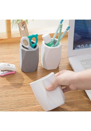 Ganzhoushop Silikon Kalemlik Silikon Kalem Kapları Geometrik Kalemlik Masaüstü Kırtasiye Düzenleyici Kalem Kutusu Ofis Ev Okul Malzemeleri İçin 1 Adet