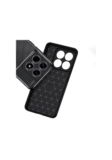 Xiaomi 14t Kılıf Focus Carbon Silikon Kapak Kahverengi