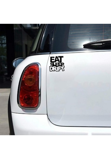 Eat Sleep Drift Araba Sticker Siyah 16x16 Cm