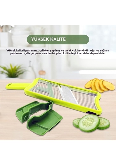 Createtech Çok Elli Ayarlanabilir Paslanmaz Çelik Mandolin Dilimleyici Konforlu Kavrama İle Meyve Sebzeye Hızlı Dilimleyici Rende Diğer Diğer