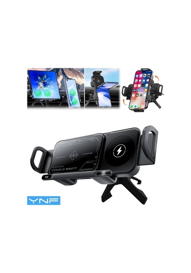 Topshop1 Gri Ynf Kablosuz Araç Şarj Cihazı 15w Hızlı Şarj 3ü 1 Arada Otomatik Sıkma İphone Samsung Uyumlu