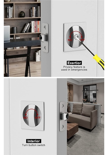 Nayomiglow Yatak/banyo Cep Kapı Kilidi, Saten Nikel Çağdaş Gizlilik Kare Cep Kapı Donanımı, Sürgülü Cep Kapı Mandalı