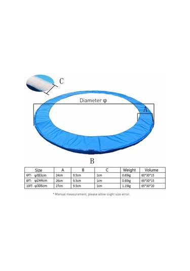 6/8/10 Feet Trambolin Koruma Mat Trambolin Güvenlik Pedi