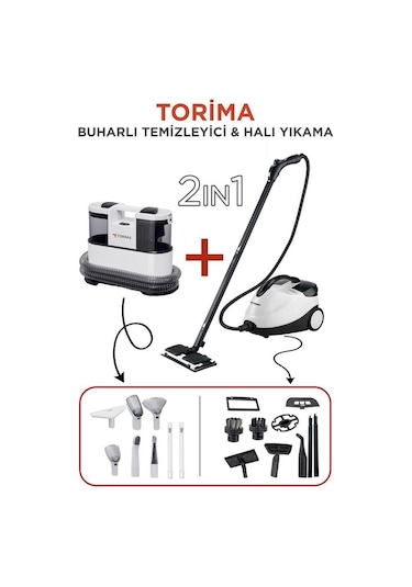 Torima CX002B Koltuk Ve Halı Yıkama Makinesi + CB-08C Buharlı Temizleyici