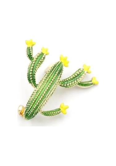 Kaktüs Broş - Yeşil Çok Renkli