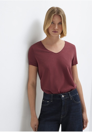 Mavi - V Yaka Bordo Basic Tişört 1614176-70412