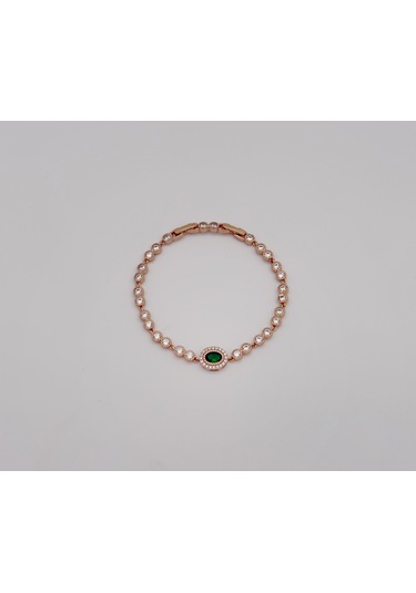 18k Rose Gold Oval Grassy Bileklik Gold