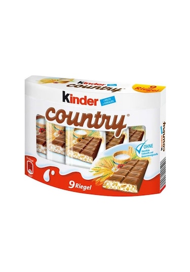 Kinder Country Sütlü Yer Fıstıklı Çikolata 9 x 23.5 G