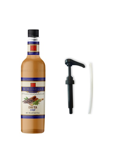 Simoenlli Kahve Şurubu Chai Tea Aromalı 700 ML + Pompa Simonelli