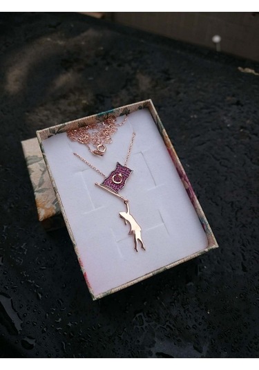 Modahilye 925 Ayar Gümüş Ayyıldız Rozegold Kolye Rose Gold