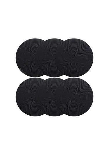 6 Adet Jüt Supla / Amerikan Servis Lux Sunum Tabak Altlığı Siyah